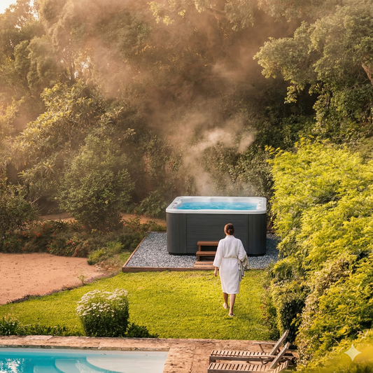 Vellamo S Outdoor Spa in an elegant garden.