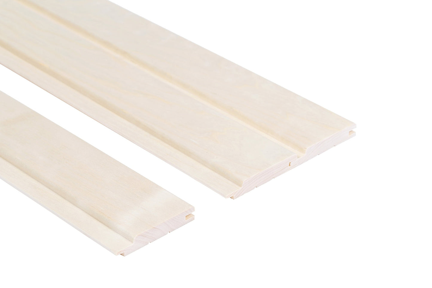 STP Sauna Panel 12x90mm Poplar, close-up.