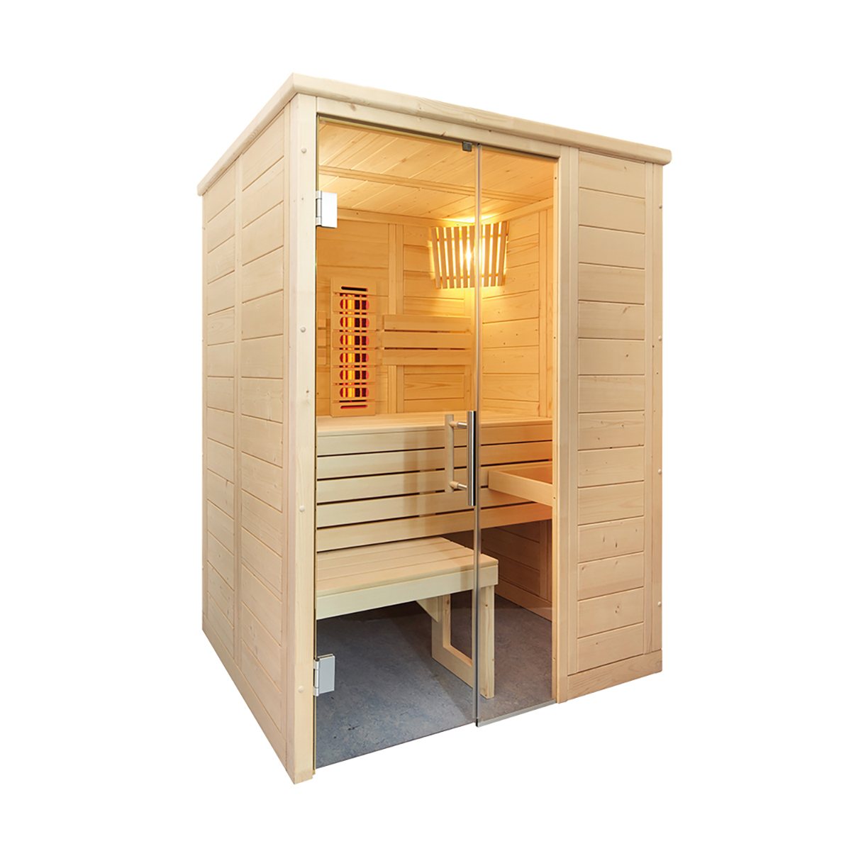 Mini sauna Infra+ Alaska avec portes en verre.