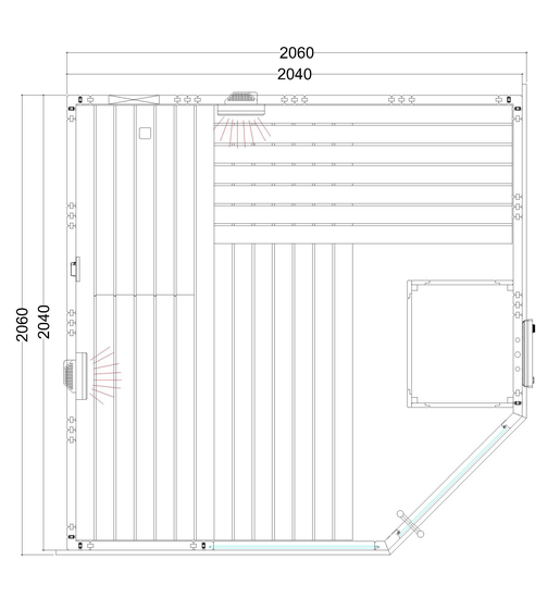 Plan technique du sauna infrarouge Alaska Corner.