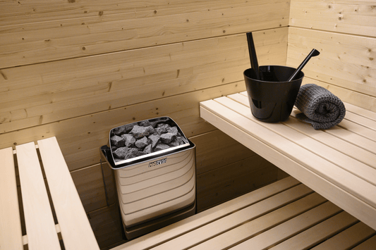 Calentador eléctrico de sauna Harvia KIP con cubos.