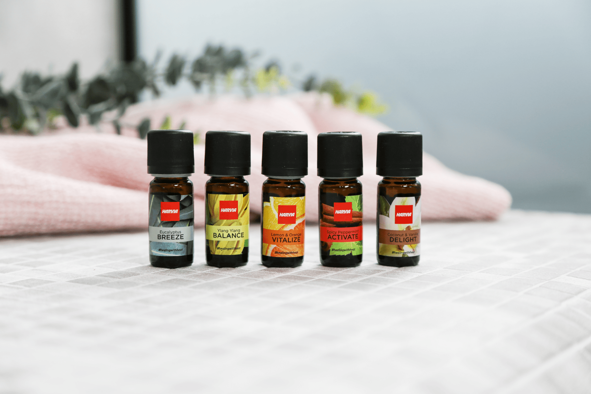 Harvia Sauna and Steam Scents, set of five bottles.