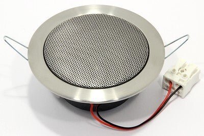 Harvia 30W Steel speaker with connected wire.