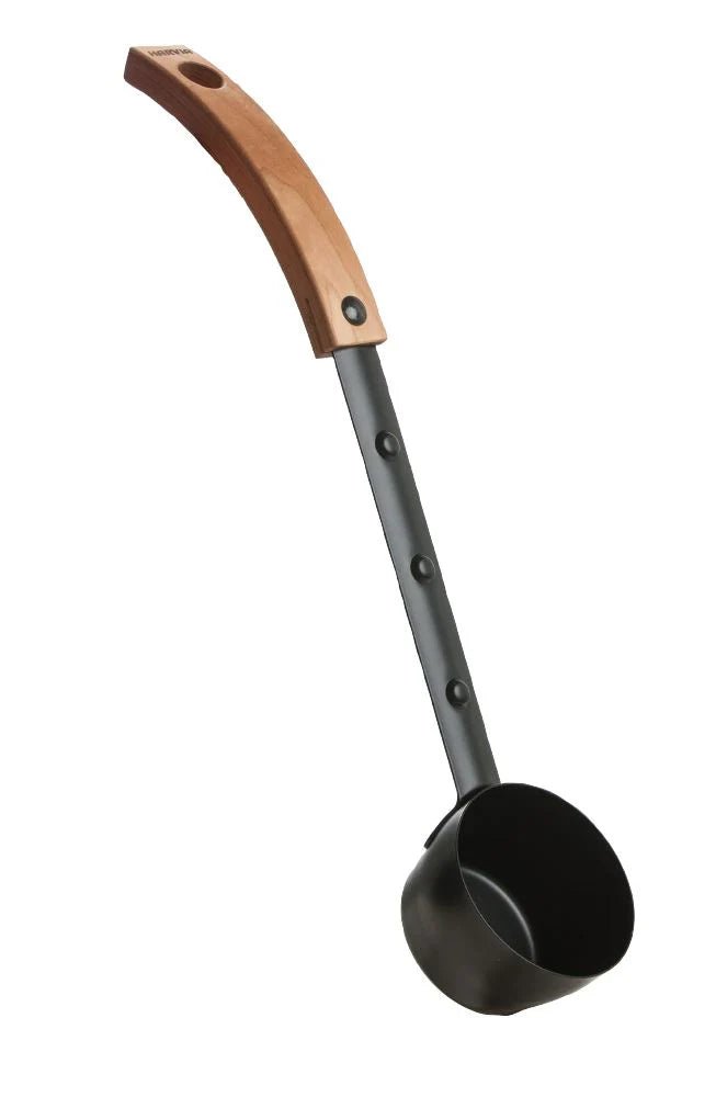 Harvia Legend water ladle with wooden handle.