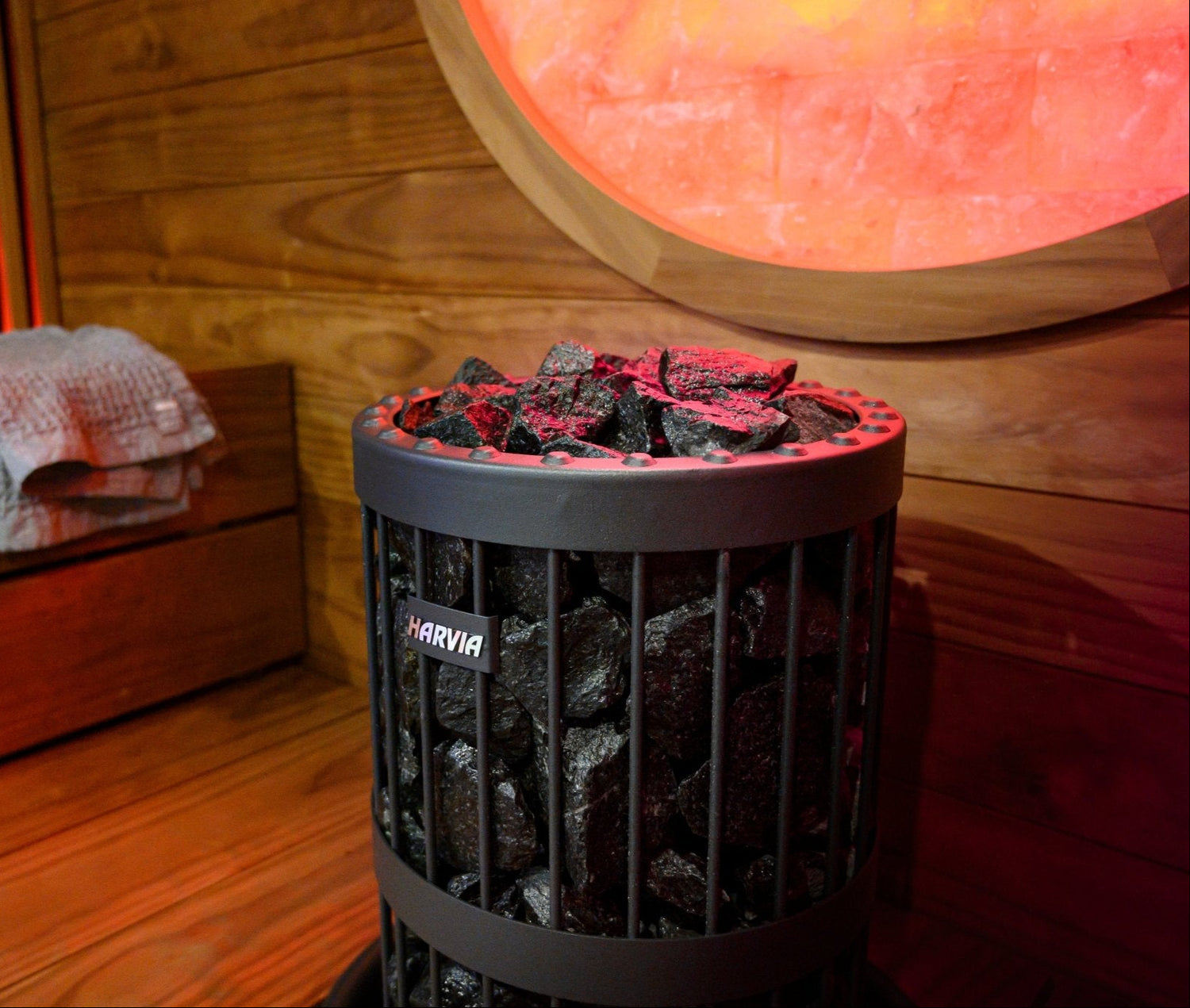 Harvia Legend Pro electric heater with stones.