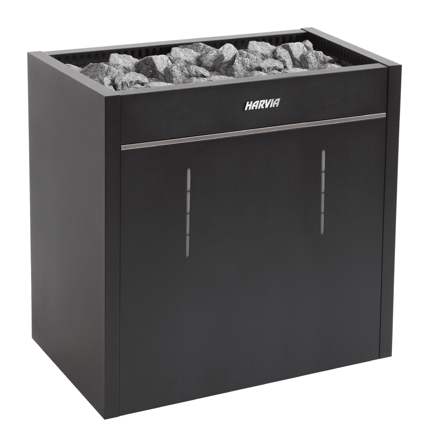 Harvia Virta Pro heater with visible stones.