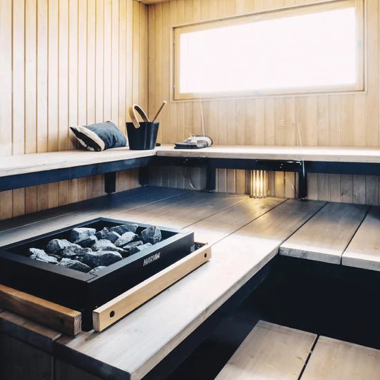 Harvia Virta Pro Combi Electric sauna heater in black.