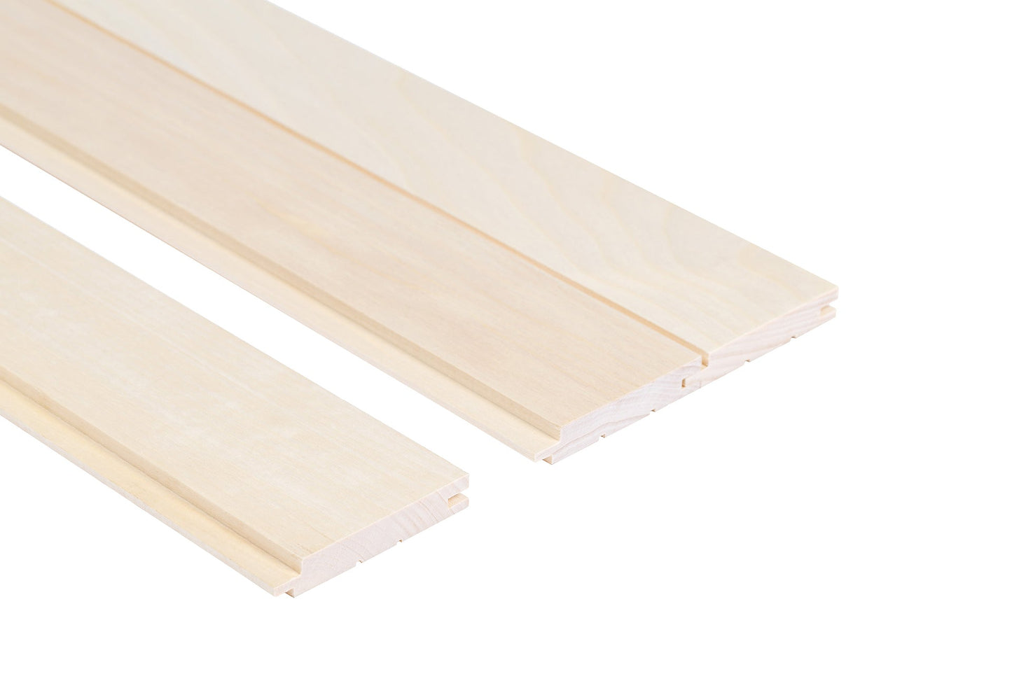Sauna panel STS4 15x140mm Poplar close-up.