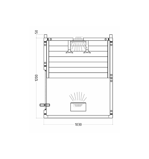 Minimy infrared sauna in technical drawing.