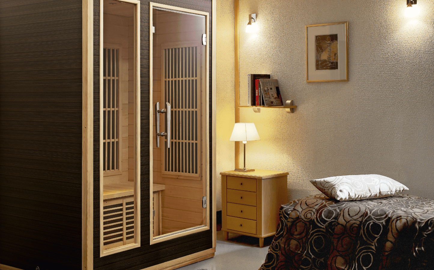 Radiant Infrared Sauna in a relaxing environment.
