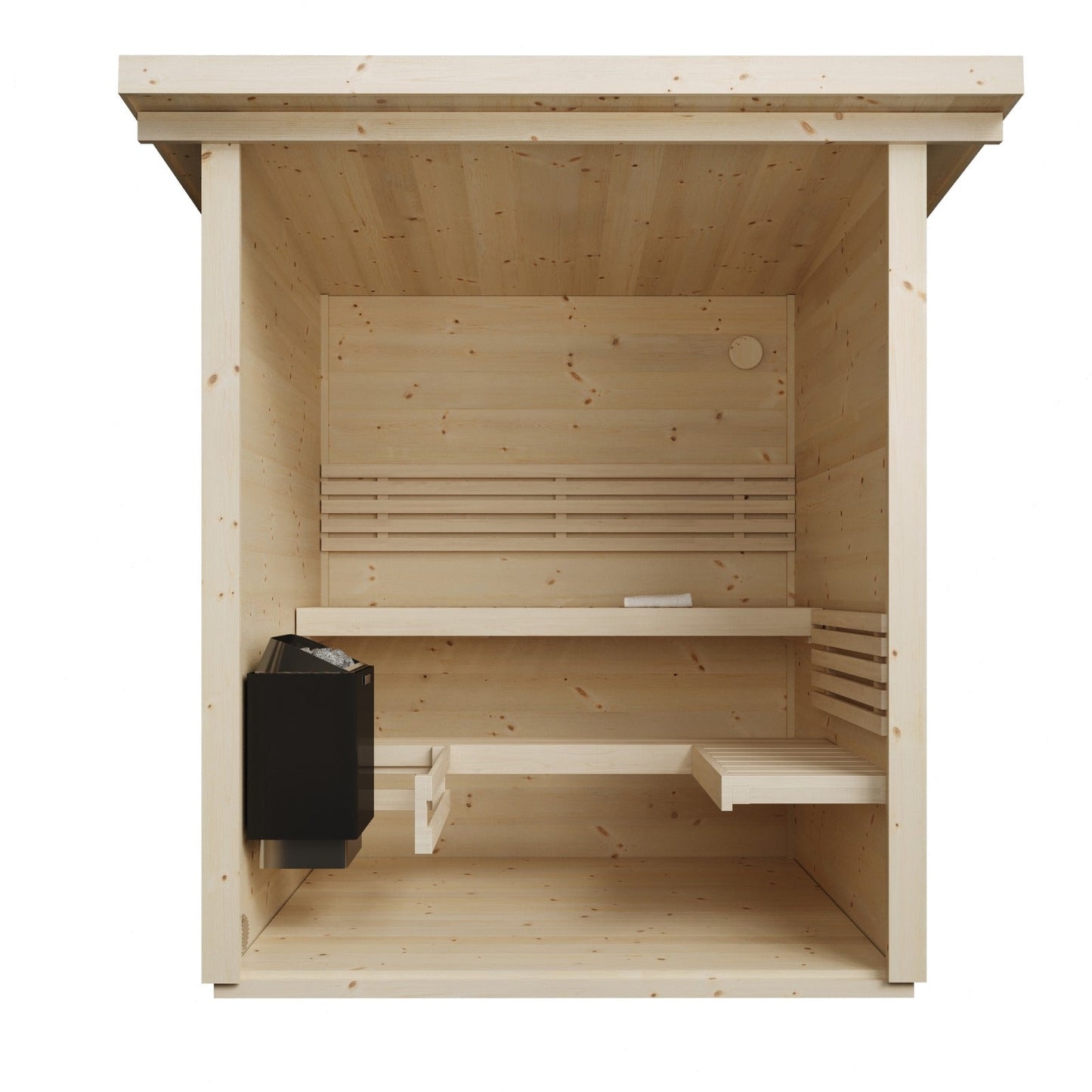Sauna Exterior Box em abeto nórdico, design privado.