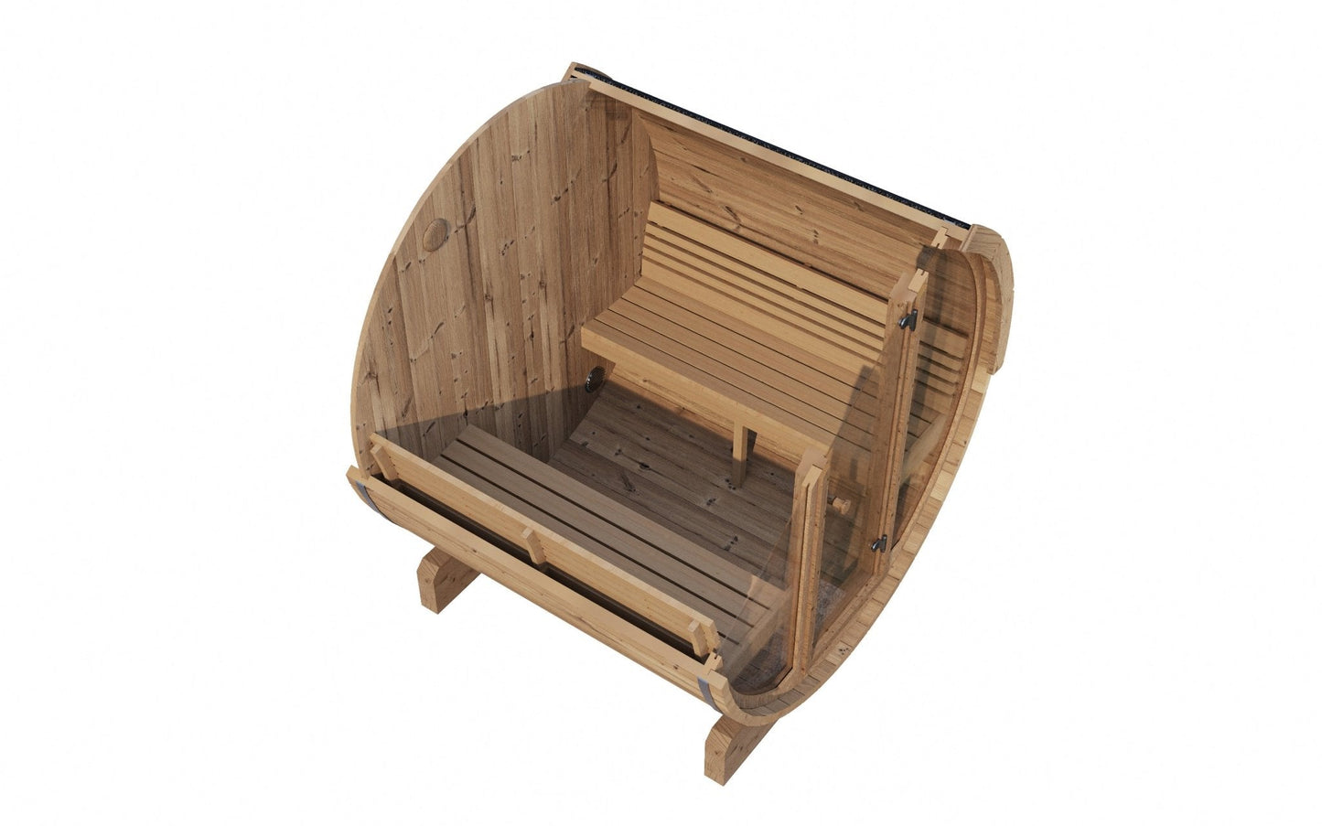 Barrel-shaped sauna bench Outdoor sauna Ergo.