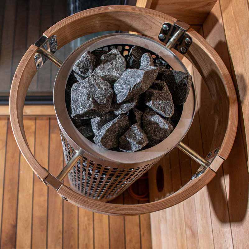 Basket with stones for KUUT L wood-fired sauna.