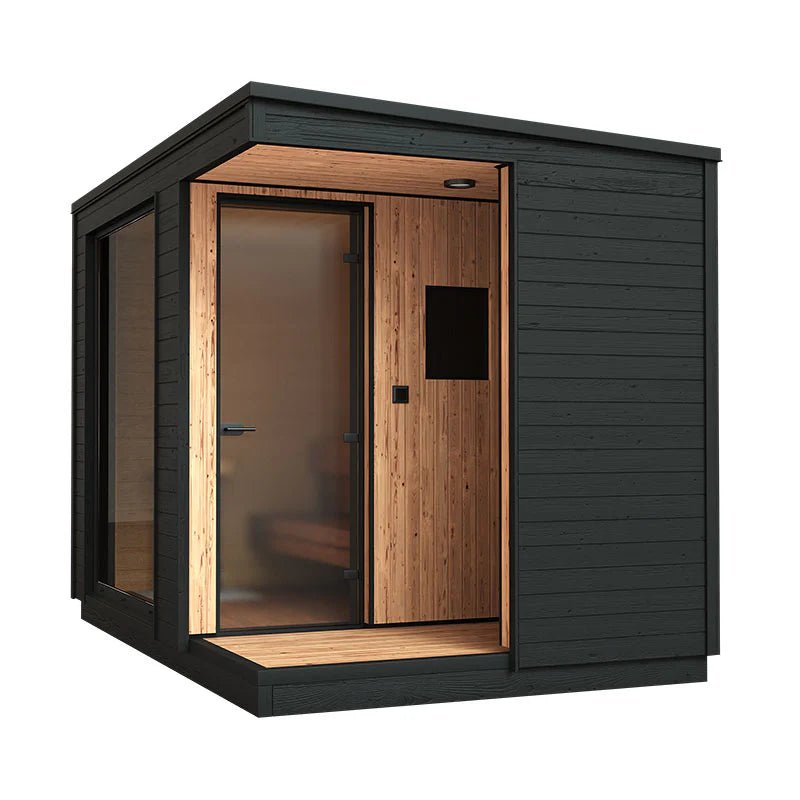 Helsinki L Outdoor Sauna with Shower, elegant and functional design.