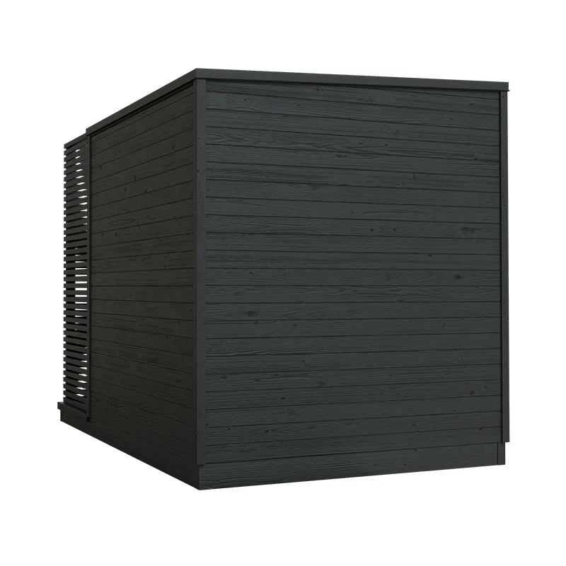 Helsinki M outdoor sauna with visible ventilation.
