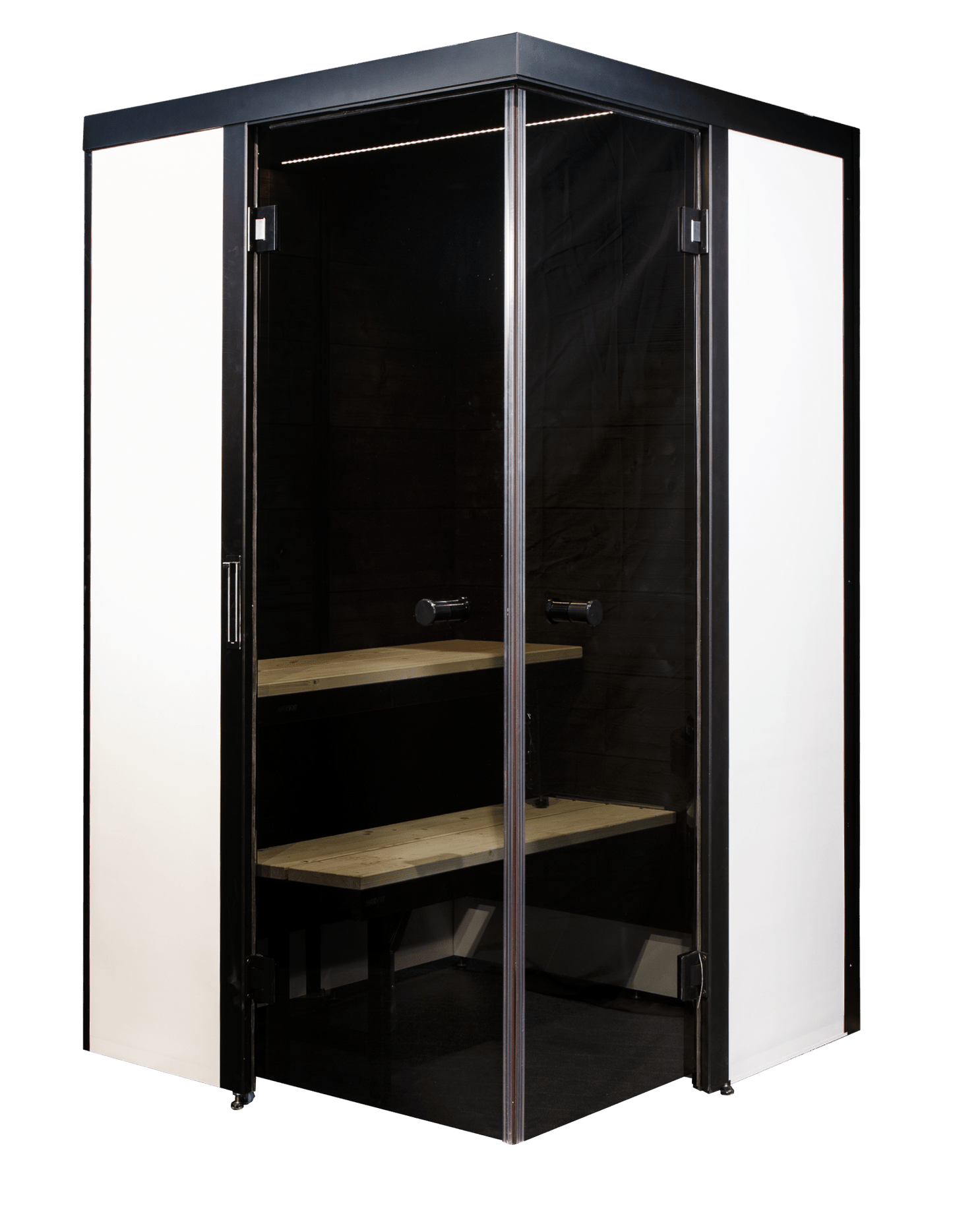 Sauna SmartFold dans un boîtier en verre.