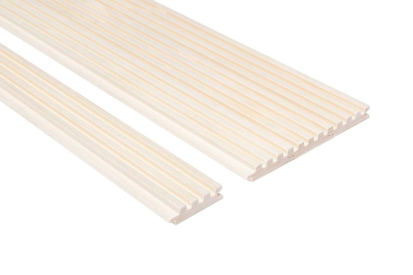 Kyte-s Sauna Panel 15x60mm Poplar close-up.