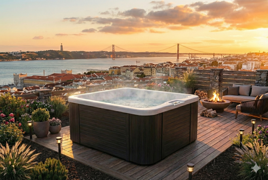 Vellamo M Outdoor Spa on the terrace with panoramic views.