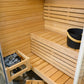 Sauna Sirius Corner com balde e pedras.