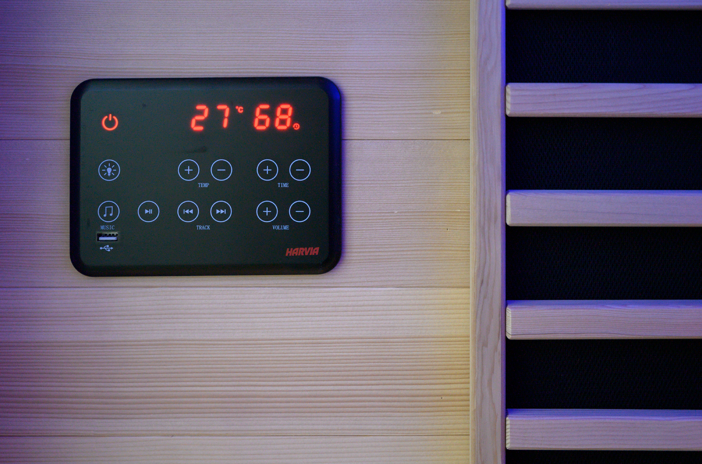 Sauna de Infravermelhos Spectrum com display digital e botões.