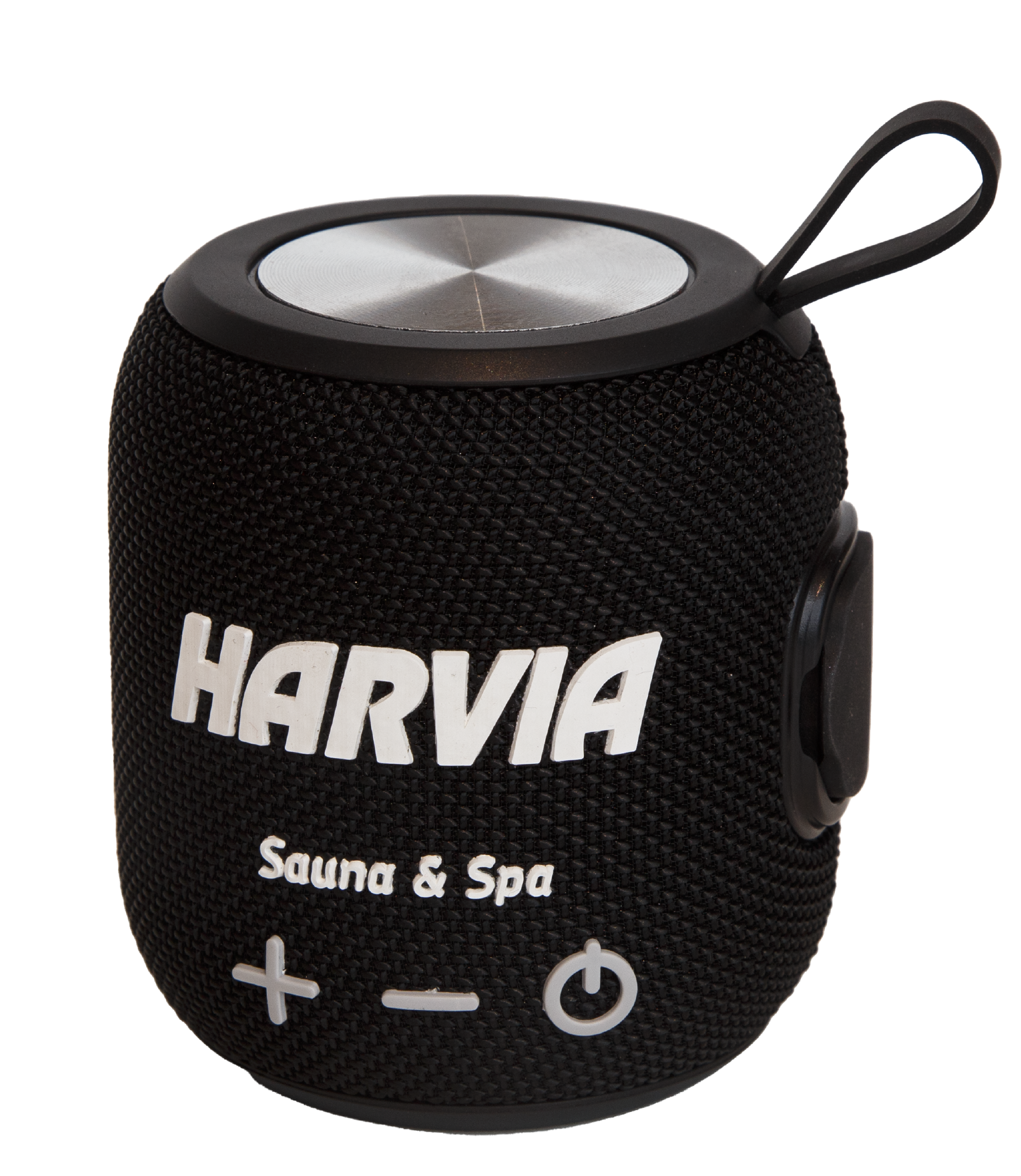 Coluna Bluetooth Para Sauna Harvia com texto branco.