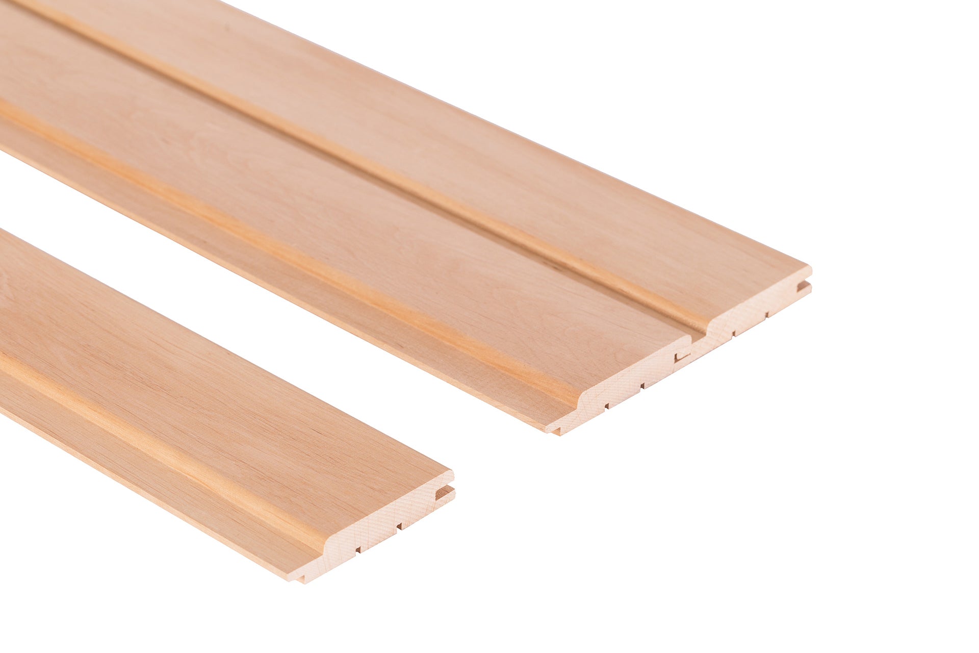 Painel de Sauna STP 15x68mm Amieiro, close-up madeira.