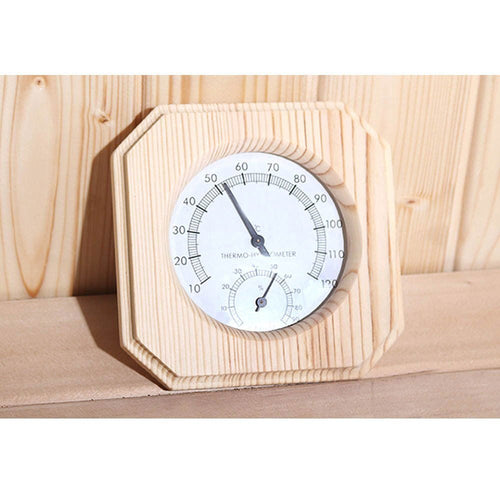 Wooden thermometer from the Sauna Accessories Set.