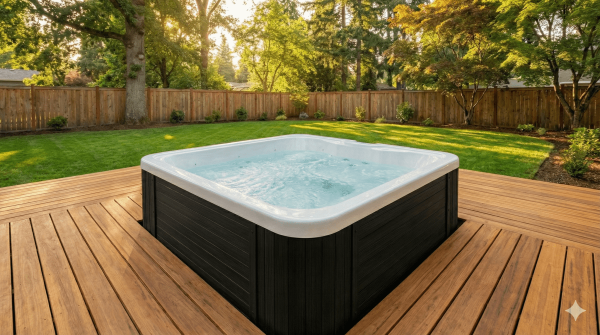 Vasca Vellamo L incassata in un piano di legno.