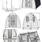 Diagrama da Saunamo Pod, sauna inovadora em madeira.