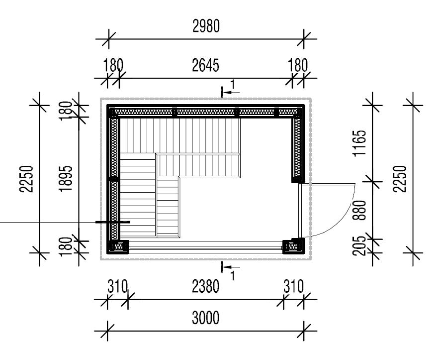 Blueprint da Saunamo Modular sauna exterior