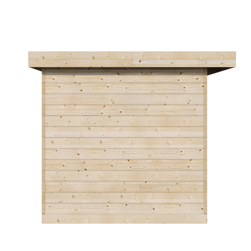 Deluxe outdoor sauna with a modern, minimalist design.