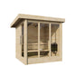 Sauna de exterior Saunamo Deluxe com portas de vidro.