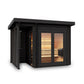 Sauna Saunamo Deluxe Plus em madeira de abeto com porta de vidro.