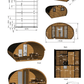 Desenho da Saunamo Hobbit 500, sauna rústica e espaçosa.